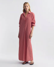 LEANA BEACH DRESS IN RED AND WHITE STRIPE