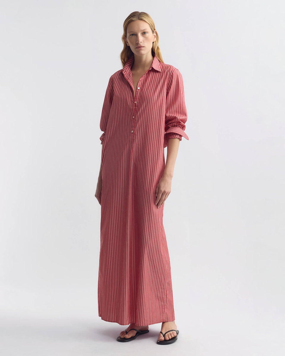 LEANA BEACH DRESS IN RED AND WHITE STRIPE