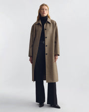 ADRIEN LONG WOOL DUSTER COAT IN GLEN TAN