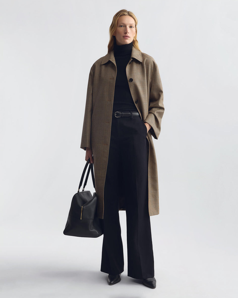 ADRIEN LONG WOOL DUSTER COAT IN GLEN TAN