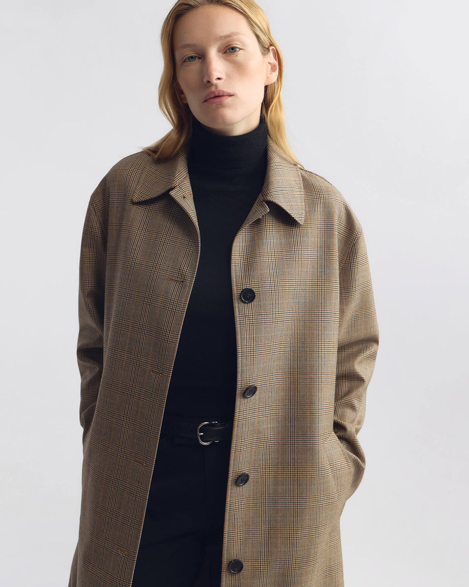 ADRIEN LONG WOOL DUSTER COAT IN GLEN TAN