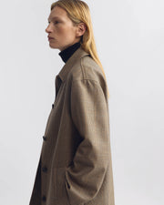 ADRIEN LONG WOOL DUSTER COAT IN GLEN TAN