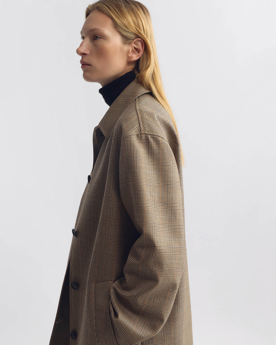 ADRIEN LONG WOOL DUSTER COAT IN GLEN TAN