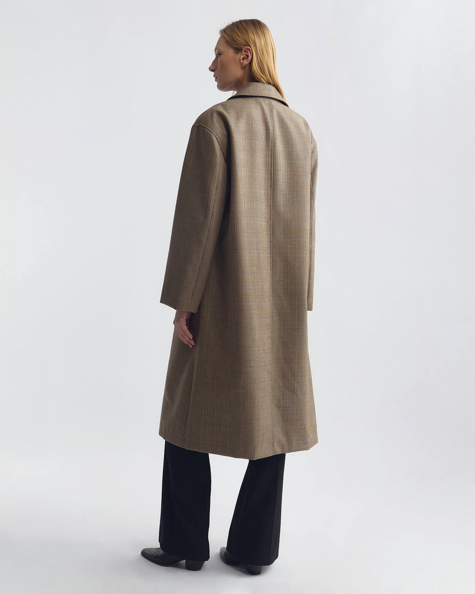 ADRIEN LONG WOOL DUSTER COAT IN GLEN TAN