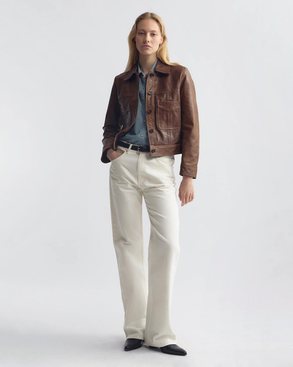 SUSANNAH LEATHER JACKET IN TERRA