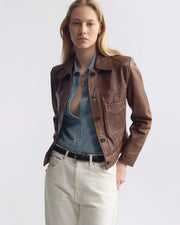 SUSANNAH LEATHER JACKET IN TERRA