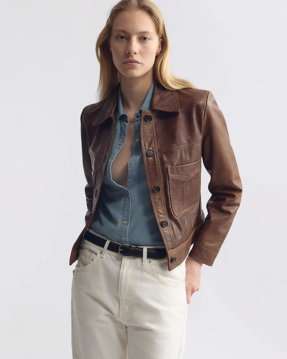 SUSANNAH LEATHER JACKET IN TERRA