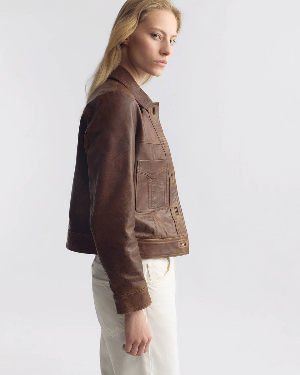 SUSANNAH LEATHER JACKET IN TERRA