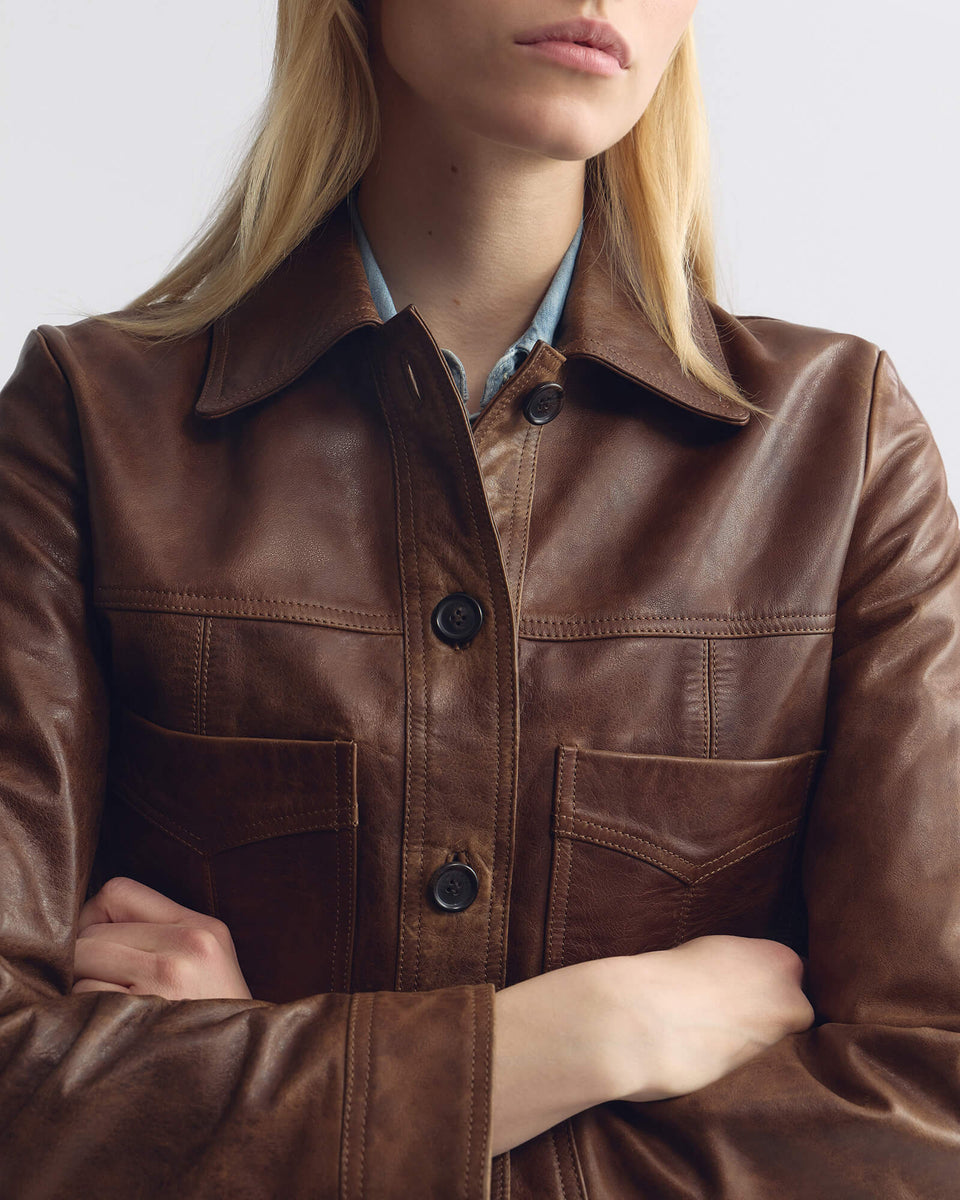 SUSANNAH LEATHER JACKET IN TERRA