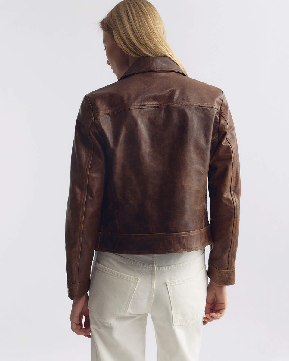 SUSANNAH LEATHER JACKET IN TERRA