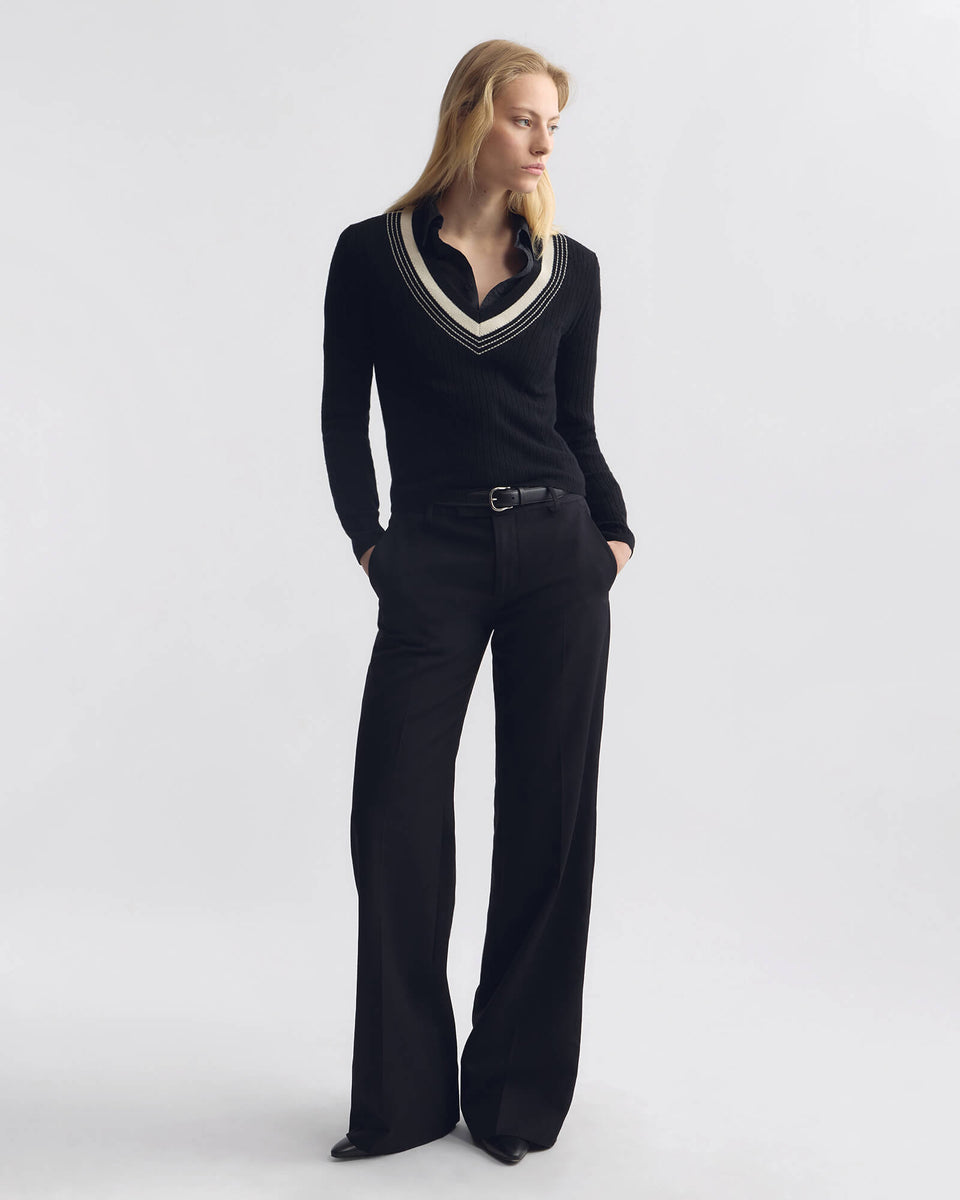 AZIEL CASHMERE SWEATER IN BLACK/IVORY