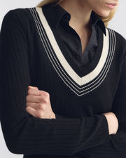 AZIEL CASHMERE SWEATER IN BLACK/IVORY