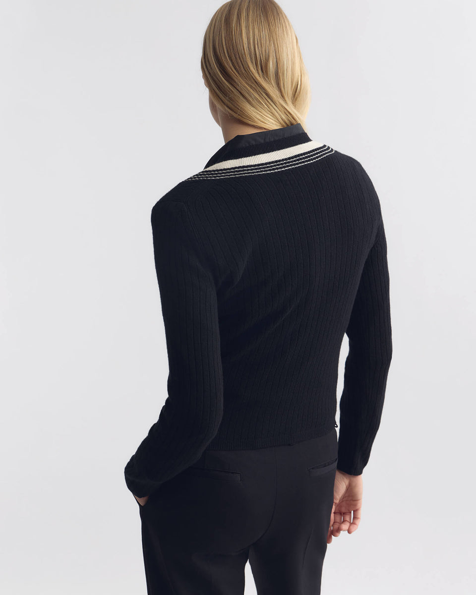AZIEL CASHMERE SWEATER IN BLACK/IVORY