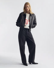 AIME LEATHER BOMBER JACKET IN BLACK
