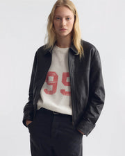 AIME LEATHER BOMBER JACKET IN BLACK