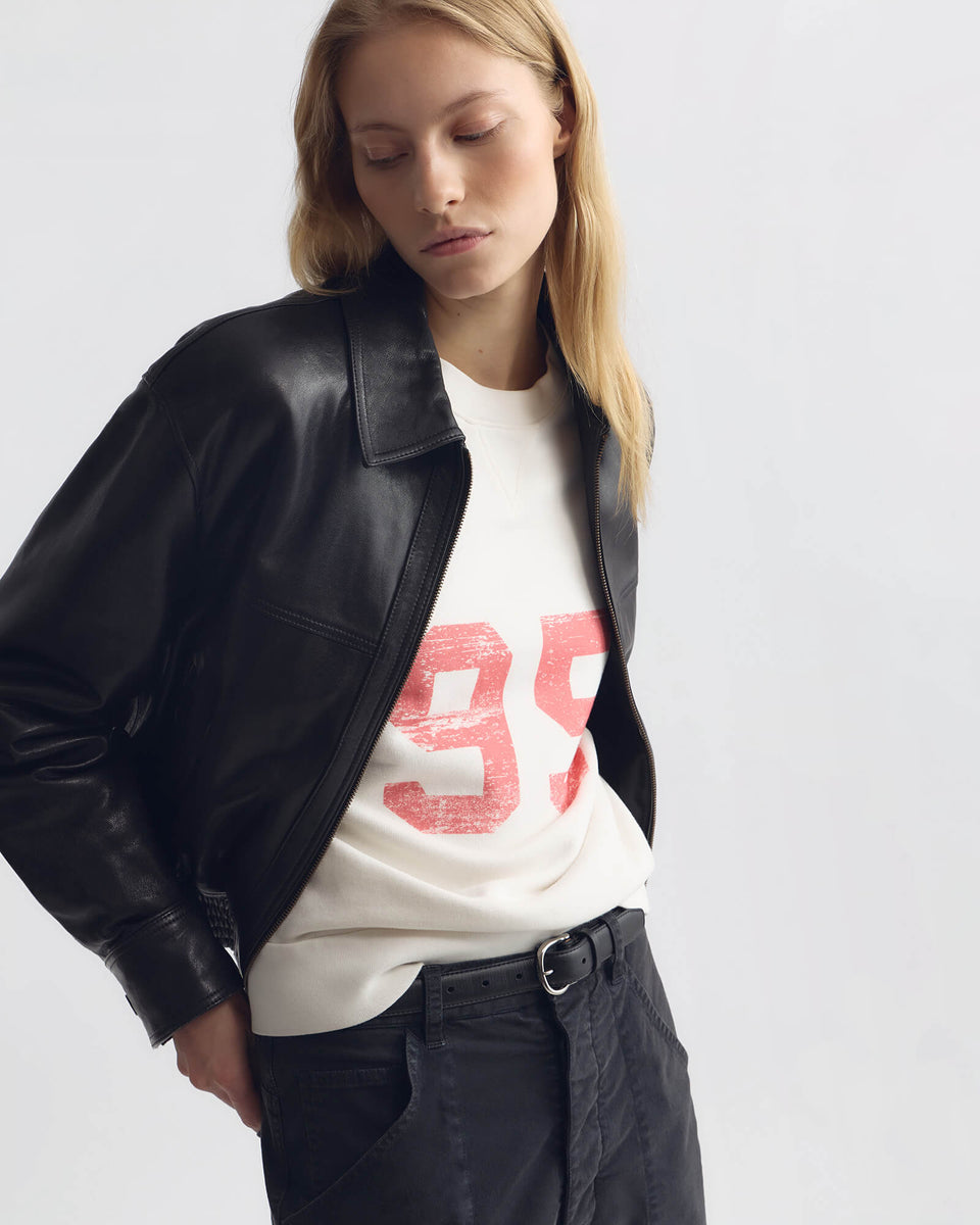 AIME LEATHER BOMBER JACKET IN BLACK