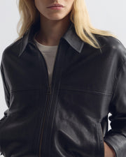 AIME LEATHER BOMBER JACKET IN BLACK