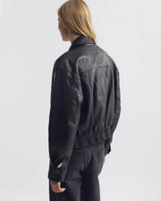 AIME LEATHER BOMBER JACKET IN BLACK