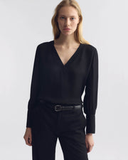 MARIPOSA SILK BLOUSE IN BLACK