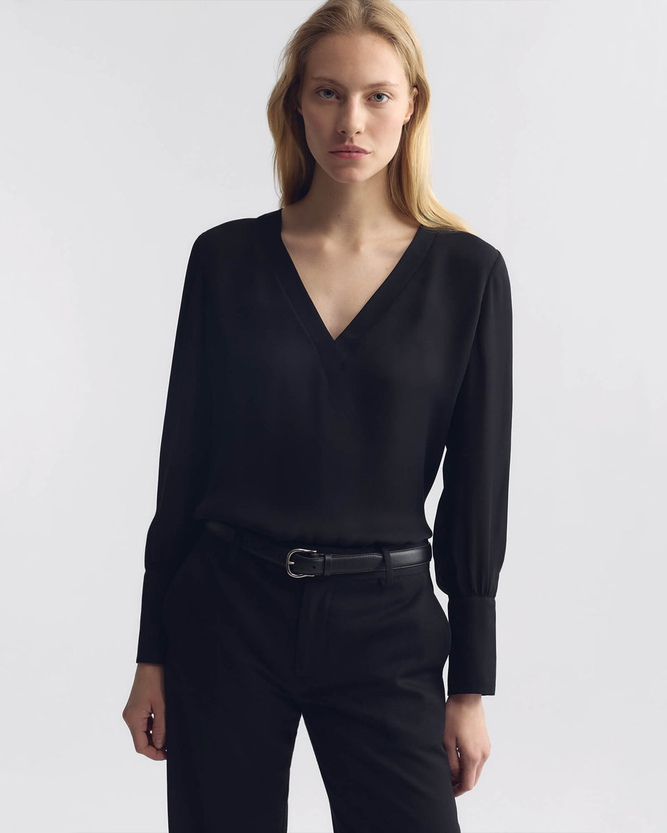 MARIPOSA SILK BLOUSE IN BLACK