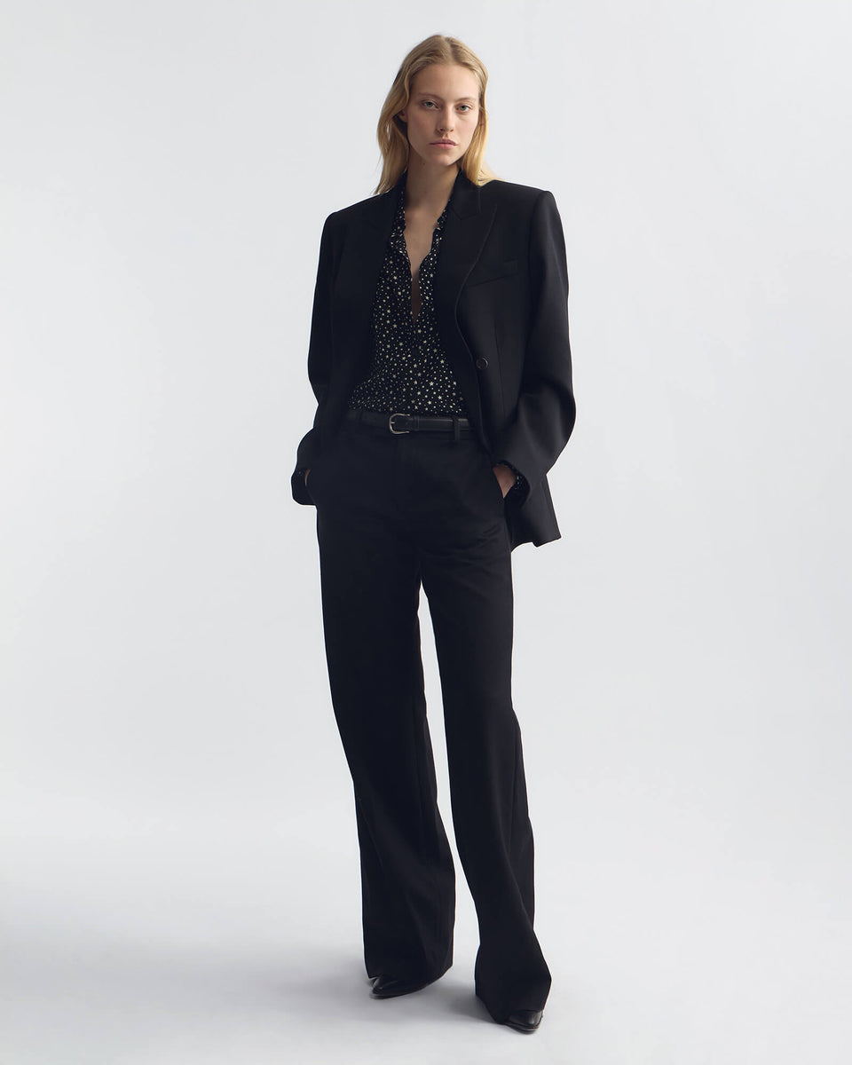 GAIA SILK SHIRT IN BLACK/IVORY STAR