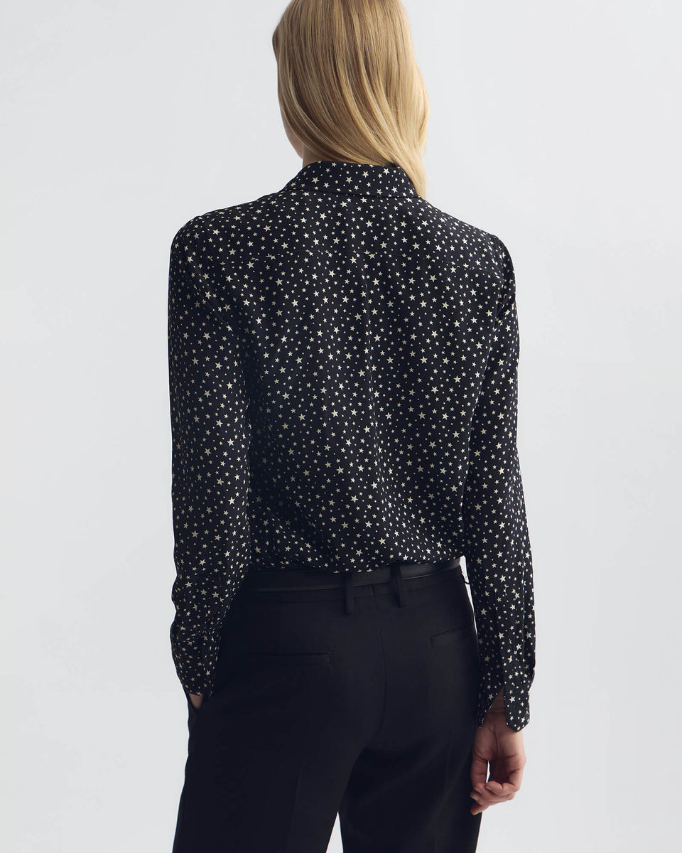 GAIA SILK SHIRT IN BLACK/IVORY STAR