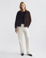 CIRQUE SUEDE JACKET IN CHOCOLATE BROWN