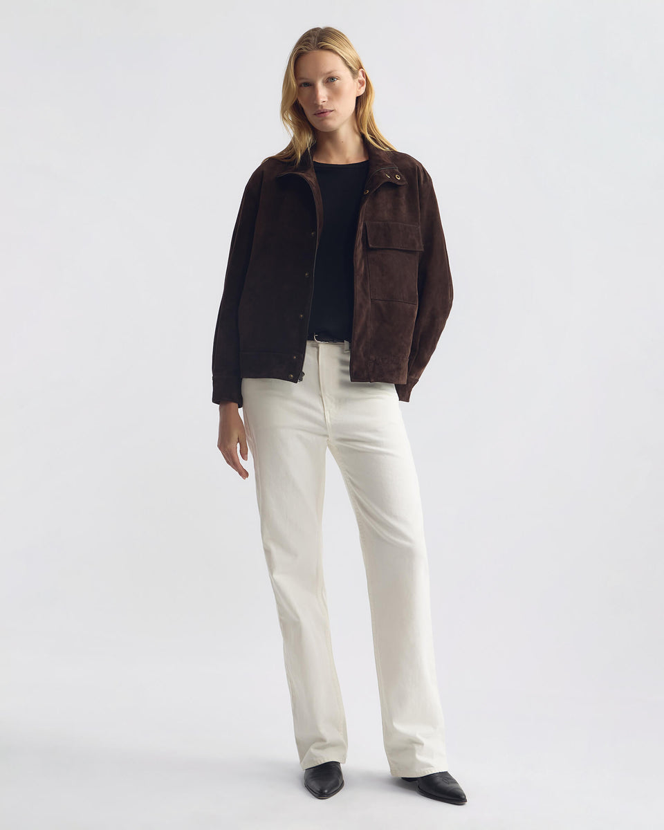 CIRQUE SUEDE JACKET IN CHOCOLATE BROWN