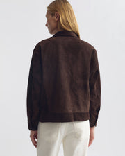 CIRQUE SUEDE JACKET IN CHOCOLATE BROWN