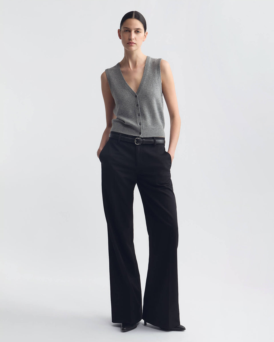 PORTER CASHMERE SWEATER VEST IN PEBBLE GREY HEATHER