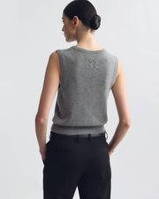 PORTER CASHMERE SWEATER VEST IN PEBBLE GREY HEATHER