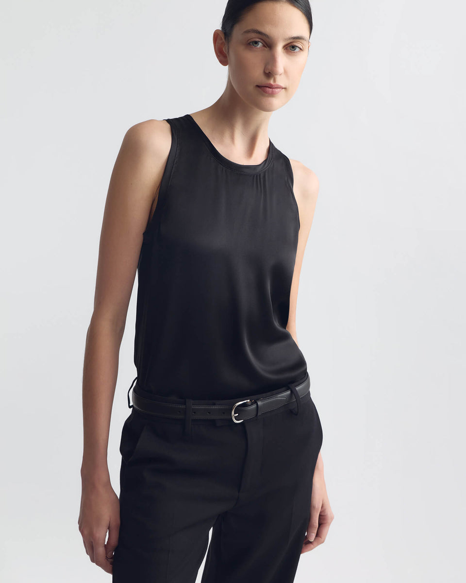 MOKA SILK TANK IN BLACK