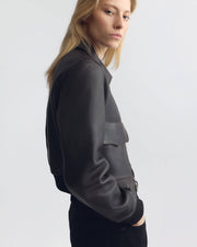 REDLEY LEATHER BOMBER JACKET IN DISTRESSED BLACK