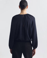 SAINT TROPEZ SILK BLOUSE IN MIDNIGHT
