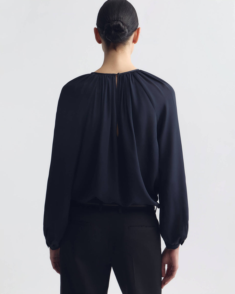 SAINT TROPEZ SILK BLOUSE IN MIDNIGHT
