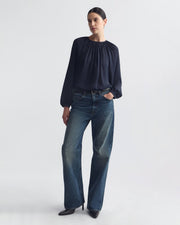 SAINT TROPEZ SILK BLOUSE IN MIDNIGHT