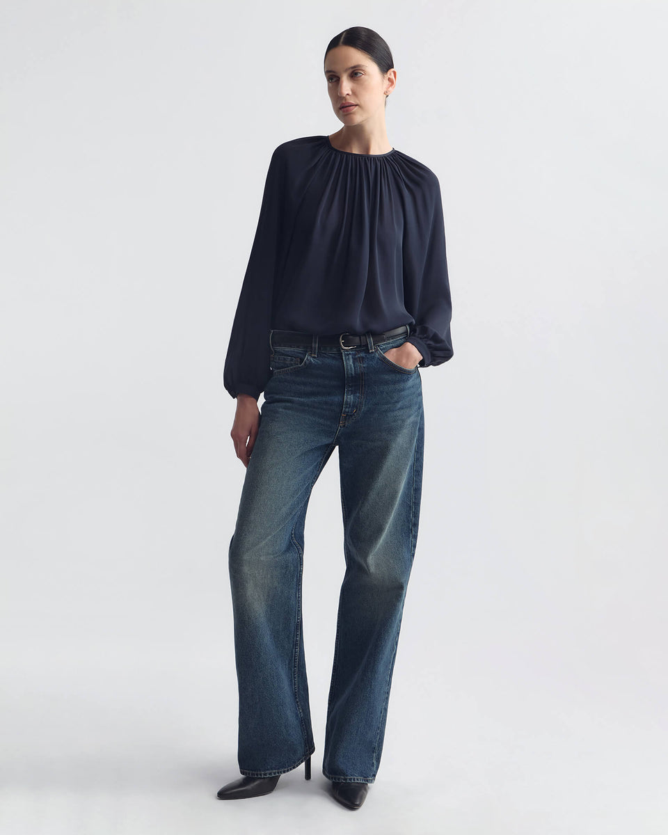 SAINT TROPEZ SILK BLOUSE IN MIDNIGHT