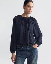 SAINT TROPEZ SILK BLOUSE IN MIDNIGHT