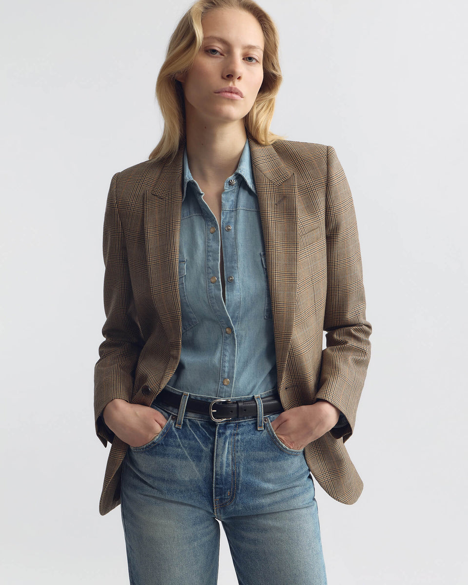 ANABEL WOOL BLAZER IN GLEN TAN