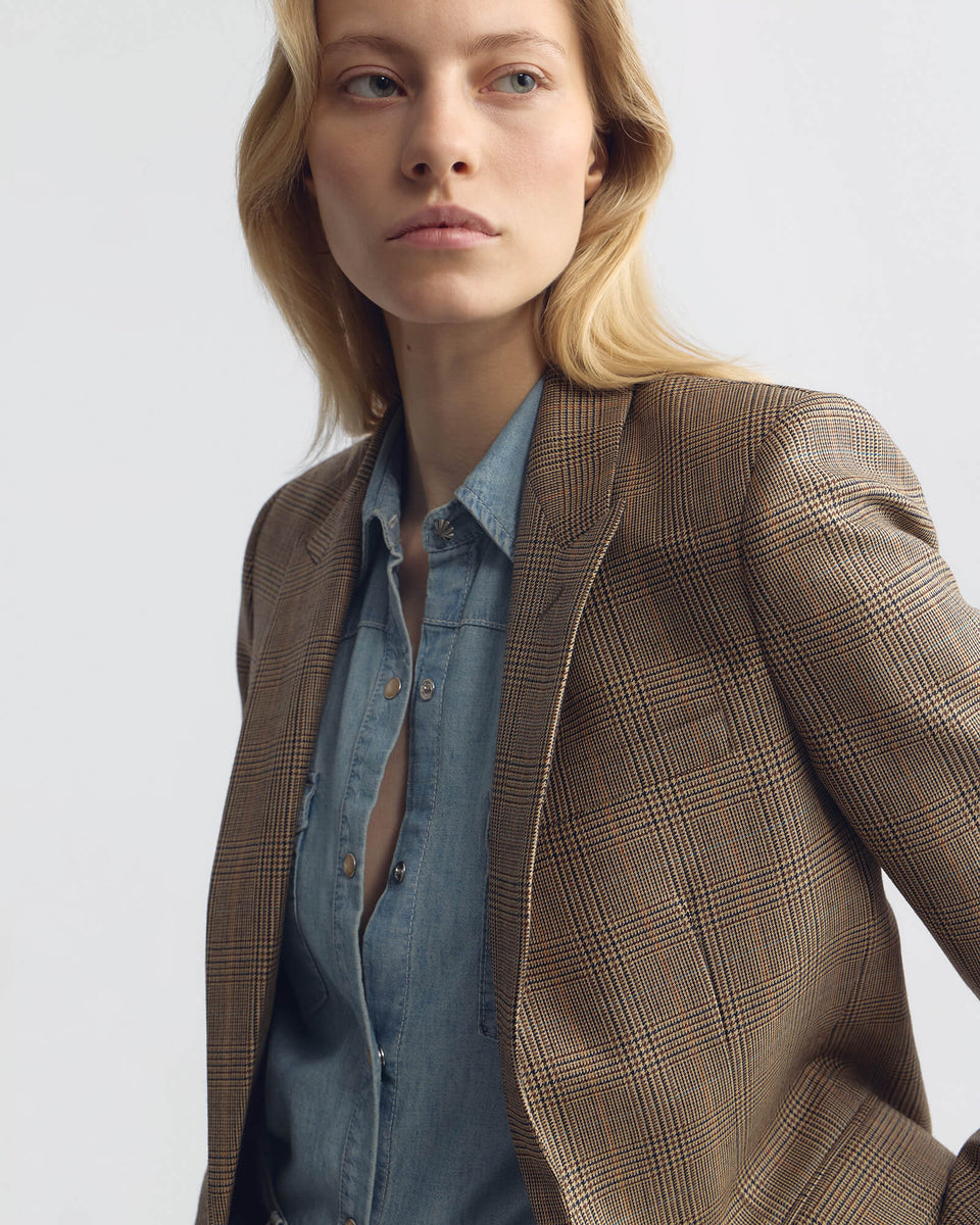 ANABEL WOOL BLAZER IN GLEN TAN