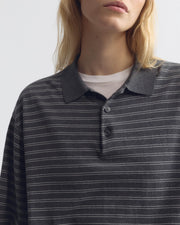 FOLEY STRIPE POLO IN CHARCOAL/IVORY STRIPE