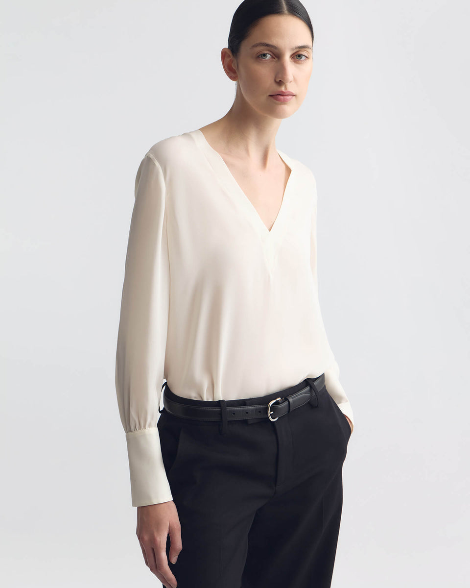 MARIPOSA SILK BLOUSE IN IVORY