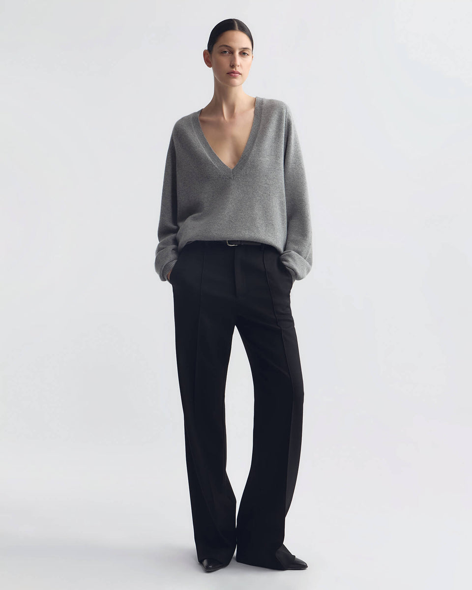 FERON CASHMERE SWEATER IN PEBBLE GREY HEATHER