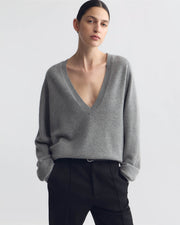 FERON CASHMERE SWEATER IN PEBBLE GREY HEATHER