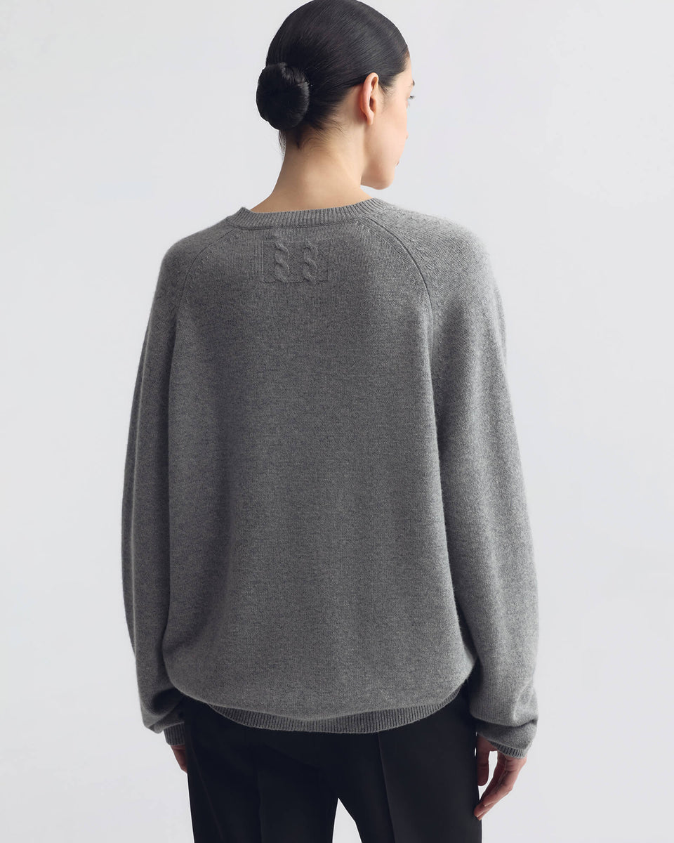 FERON CASHMERE SWEATER IN PEBBLE GREY HEATHER