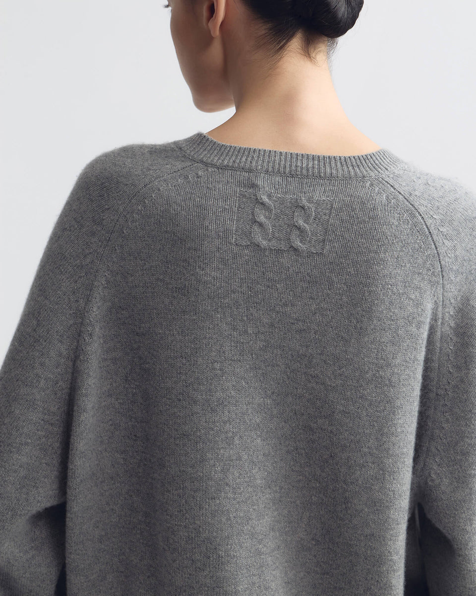 FERON CASHMERE SWEATER IN PEBBLE GREY HEATHER