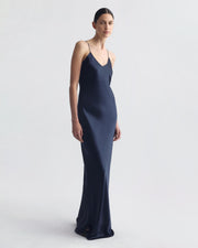 CAMI SILK GOWN IN SAPPHIRE