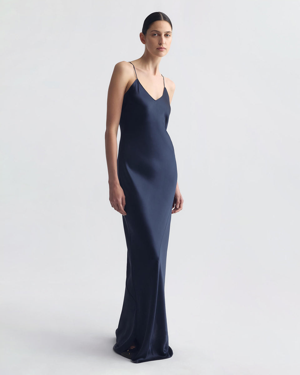 CAMI SILK GOWN IN SAPPHIRE