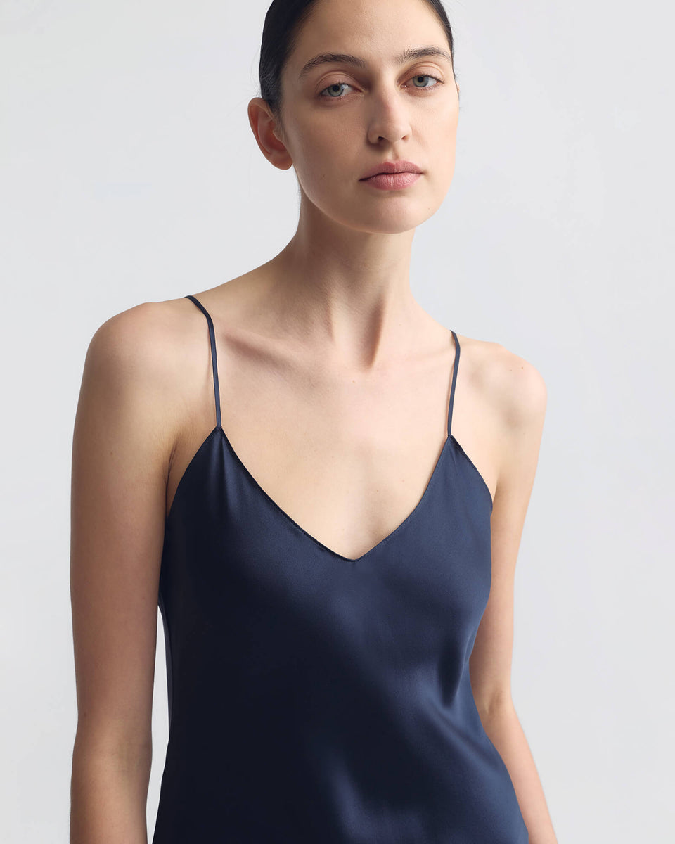 CAMI SILK GOWN IN SAPPHIRE