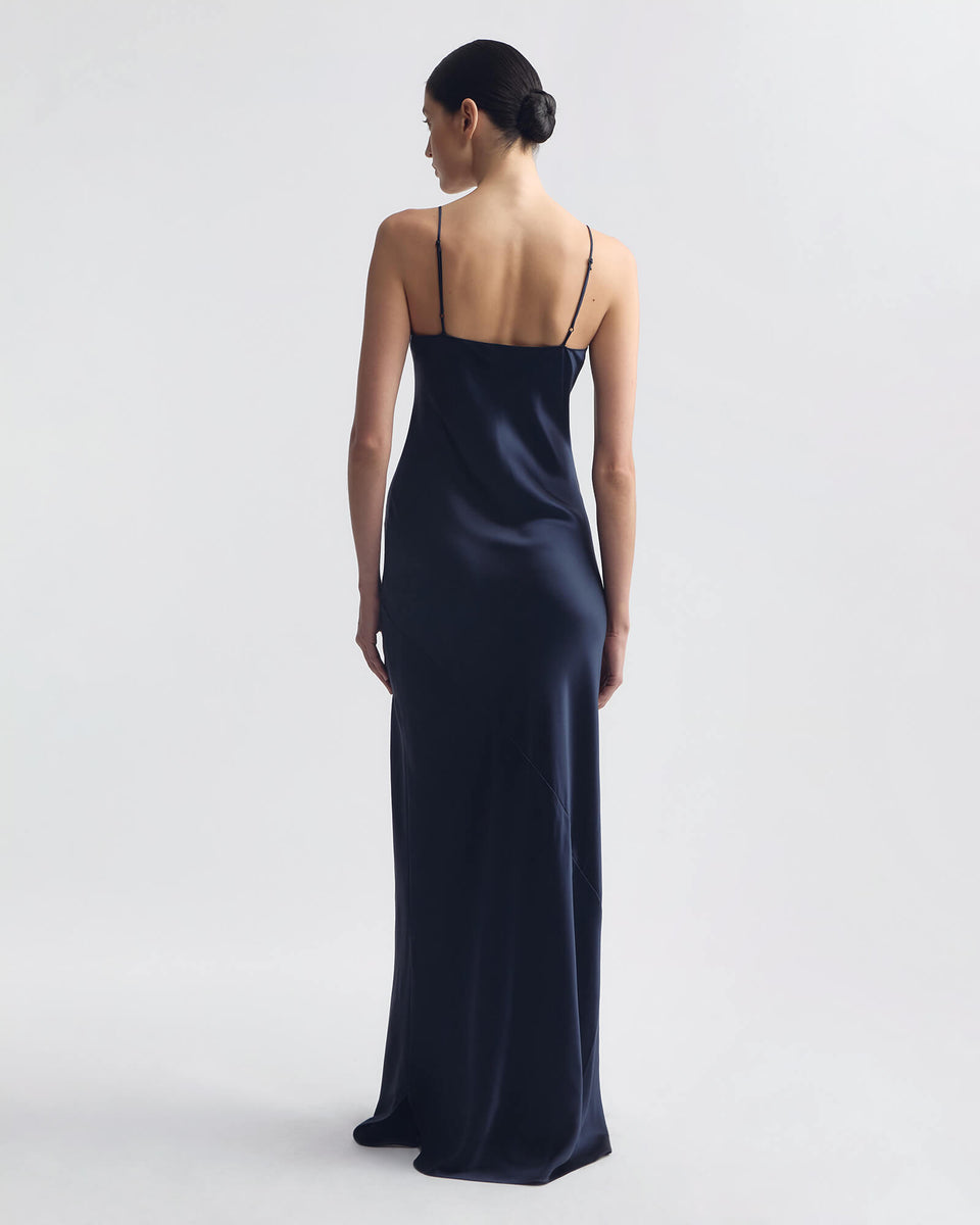 CAMI SILK GOWN IN SAPPHIRE
